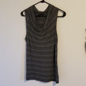 Scoop neck grey & black striped tank